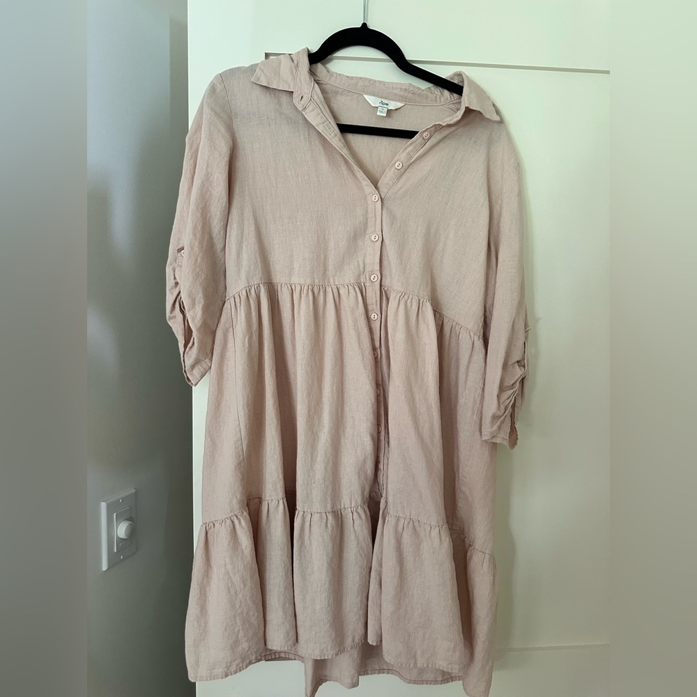 Ripe Blush Pink Button-Up maternity Dress